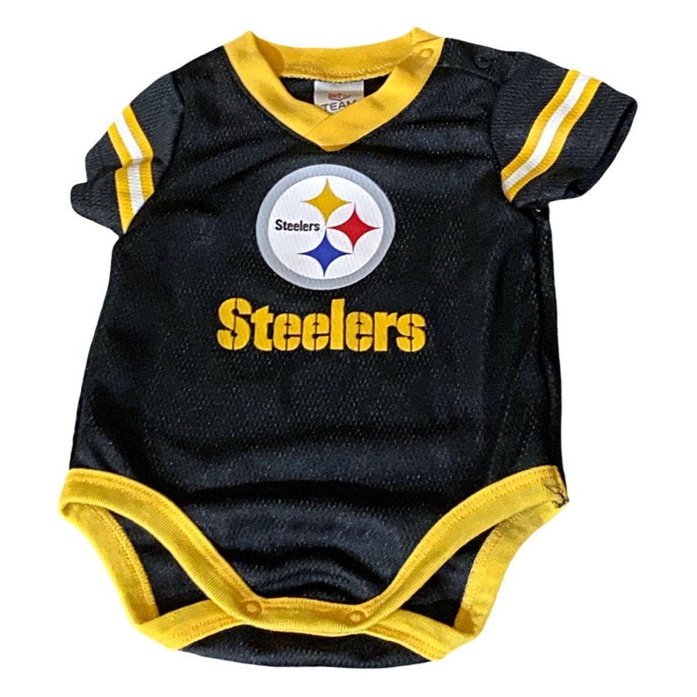 NFL Pittsburgh Steelers Baby Infant Bodysuit Onesie in Black & Yellow